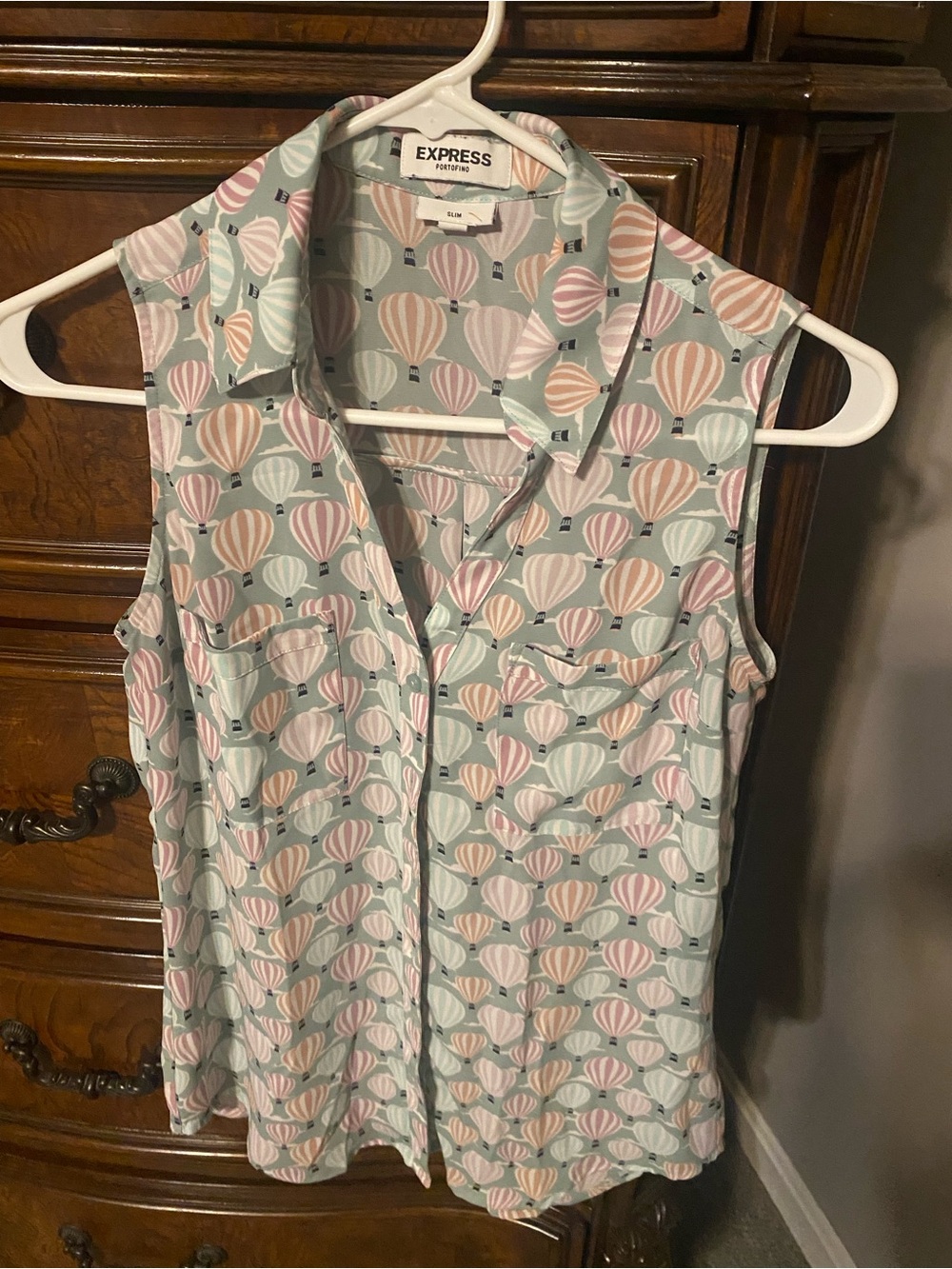 Express balloon print sleeveless portofino blouse